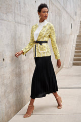 Plus Size Lattice Trim Tweed Jacket