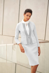 Two-Tone Subtle Check Knit Jacket