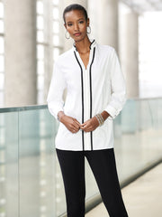 Stretch Cotton Zip Front Tunic Color White/Black
