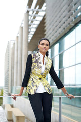 Jungle Print Jacquard Sleeve Knit Jacket