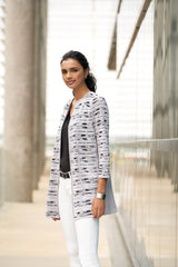 Digital Crepe de Chine and Knit Jacket