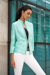 Wavy Pattern Chain Trim Knit Jacket