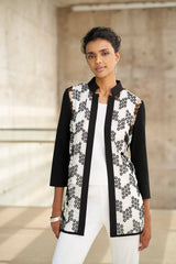 Geometric Lace Inset Knit Jacket