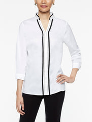 Stretch Cotton Zip Front Tunic Color White/Black