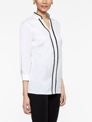 Stretch Cotton Zip Front Tunic Color White/Black
