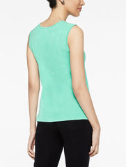 Classic Knit Scoop Neck Tank Top Color Laguna Green Premium Detail