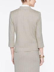Basketweave Textured Jacket Color Almond Beige