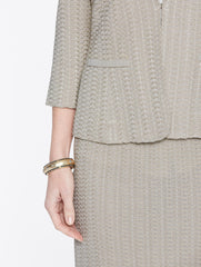 Basketweave Textured Jacket Color Almond Beige Premium Detail