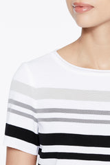 Striped Knit Tee Color Ivory/Black/Mercury/Heather