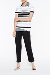 Striped Knit Tee Color Ivory/Black/Mercury/Heather