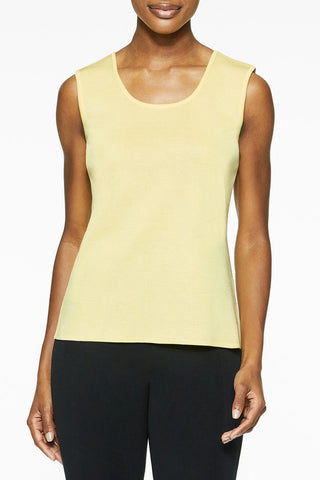 Plus Size Mid-Length Scoop Neck Knit Tank, Meyer Lemon Yellow