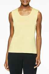 Plus Size Mid-Length Scoop Neck Knit Tank, Meyer Lemon Yellow