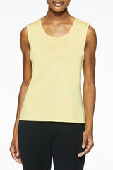 Mid-Length Scoop Neck Knit Tank, Meyer Lemon Yellow