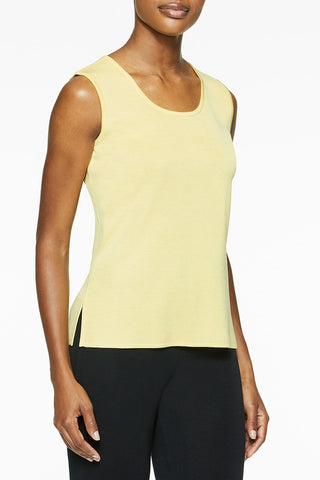 Plus Size Mid-Length Scoop Neck Knit Tank, Meyer Lemon Yellow