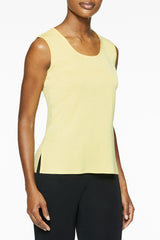 Plus Size Mid-Length Scoop Neck Knit Tank, Meyer Lemon Yellow