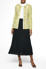 Plus Size Lattice Trim Tweed Jacket