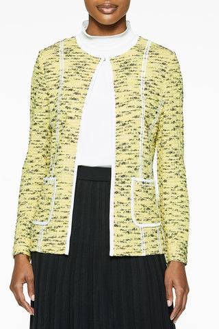 Plus Size Lattice Trim Tweed Jacket