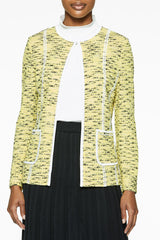 Plus Size Lattice Trim Tweed Jacket