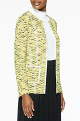 Plus Size Lattice Trim Tweed Jacket