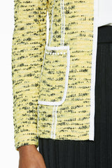 Plus Size Lattice Trim Tweed Jacket