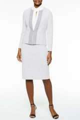 Two-Tone Subtle Check Knit Jacket