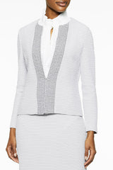 Two-Tone Subtle Check Knit Jacket