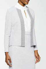Two-Tone Subtle Check Knit Jacket