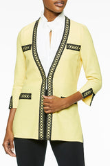 Plus Size Lace Trim Textured Knit Jacket