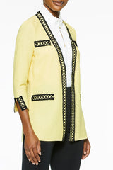 Plus Size Lace Trim Textured Knit Jacket