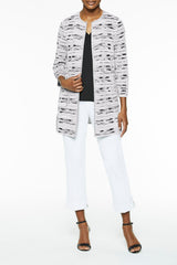 Plus Size Digital Crepe de Chine and Knit Jacket