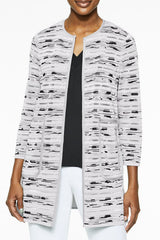 Digital Crepe de Chine and Knit Jacket