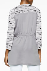 Digital Crepe de Chine and Knit Jacket