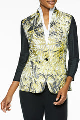 Jungle Print Jacquard Sleeve Knit Jacket
