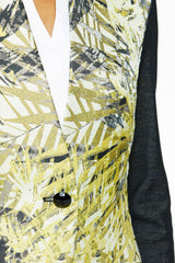 Jungle Print Jacquard Sleeve Knit Jacket