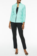 Plus Size Wavy Pattern Chain Trim Knit Jacket