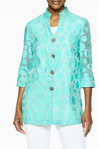 Plus Size Polka Dot Woven Burnout Jacket