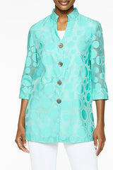 Plus Size Polka Dot Woven Burnout Jacket