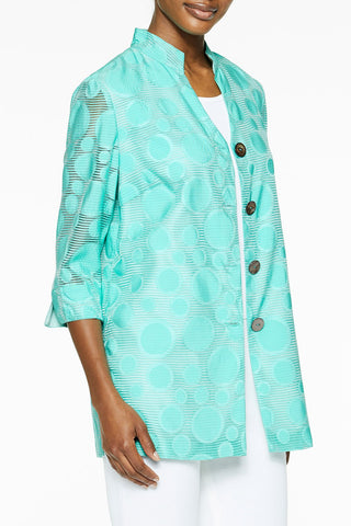 Plus Size Polka Dot Woven Burnout Jacket
