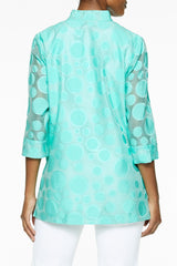 Plus Size Polka Dot Woven Burnout Jacket