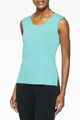 Mid-Length Scoop Neck Knit Tank, Mint Green
