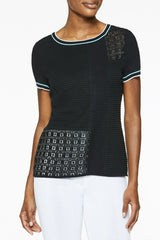 Lace Inset Contrast Trim T-Shirt