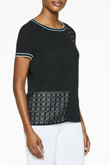 Lace Inset Contrast Trim T-Shirt
