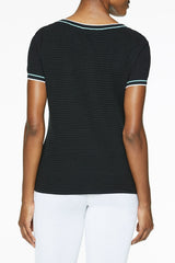 Lace Inset Contrast Trim T-Shirt