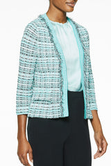 Fringe Trim Tweed Jacket