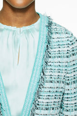 Fringe Trim Tweed Jacket