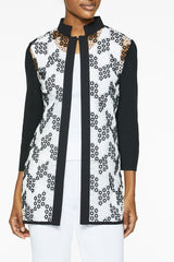 Geometric Lace Inset Knit Jacket