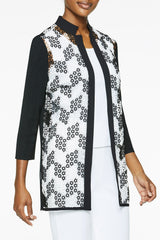 Geometric Lace Inset Knit Jacket