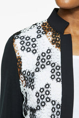 Geometric Lace Inset Knit Jacket