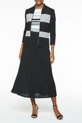 Striped Pointelle Knit Bomber Jacket