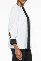 Open Sleeve Contrast Crepe de Chine Blouse